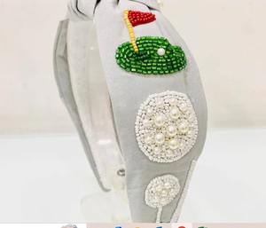 Bandeau Gameday perlé en gros pour femmes Bandeau à paillettes en tissu Girs Accessoires pour cheveux - Product Image 4