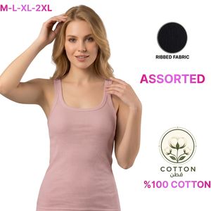 Camisola Casual de Mujer, Tejida sin Costuras, con Rayas Acordonadas, Cuello Redondo, Sin Mangas, 100% Algodón, Ecológica y Transpirable - Product Image 2