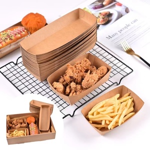Assiette <span class=keywords><strong>de</strong></span> bac à hot-dog en <span class=keywords><strong>carton</strong></span> alimentaire brun ou blanc jetable personnalisé pour restauration rapide - Product Image 4