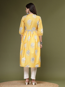 Colección de diseñador exclusivo Ropa étnica india tradicional Kurti de algodón puro con juegos Palazzo del fabricante indio a granel - Product Image 4