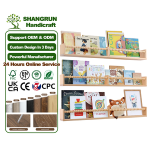 Estante de <span class=keywords><strong>Pared</strong></span> de Madera con Borde Natural para Cuarto <span class=keywords><strong>Infantil</strong></span>, Estantes Flotantes de Madera con Diseño de Cuentas para Habitaciones Infantiles - Product Image 1