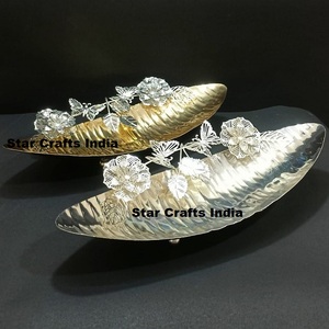 Bandeja de Metal Fabricación Empresa Hotel Árabe Plata Chapado en oro Espejo Bandejas para servir alimentos con asas - Product Image 6