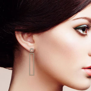 14K Yellow Gold Pave Diamond Dangle Earrings Jewelry Exporter - Product Image 3