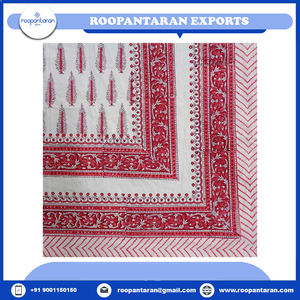 Fabricant indien nappe ronde Banquet main bloc imprimé artisanat intemporel pur coton nappes vente - Product Image 4