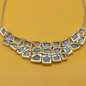 <b>Handmade</b> Bohemian 925 <b>Silver</b> Rainbow Moonstone Pendant <b>Necklace</b> Chunky Rope Chain Wedding Gift for Her - Product Image 4