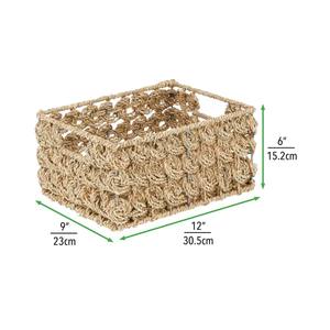 Lot de 6 paniers de rangement en jacinthe d'eau tissés à la main avec organisateur écologique au design rectangulaire pour la maison et la cuisine - Product Image 4