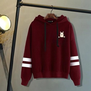Otoño Invierno nueva moda sudadera de manga larga 100% algodón Top Alpaca estampado bolsillo Alpaca estampado Sudadera con capucha pulóveres - Product Image 3