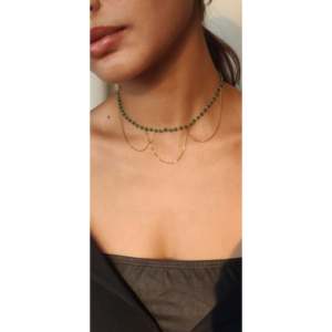Collier ras de cou en onyx vert - Collier ras de cou en pierres précieuses fines pour femmes - Product Image 3