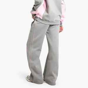 Pantalones de chándal y pantalón de chándal de algodón 100% para mujer con detalle de ribetes grises para mujer - Product Image 6