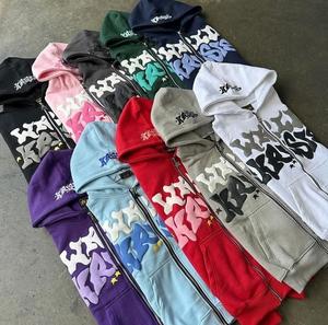 Vente en gros sweats à capuche zippés impression bouffante 100% coton sweat à capuche zippé - Product Image 6