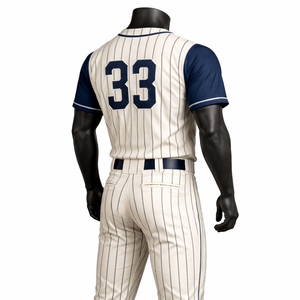 Custom Pinstripe <b>Baseball</b> Uniform Set OEM Polyester Breathable Team Jersey Pants Wholesale Sportswear Supplier - Product Image 5