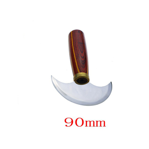 Couteau rond en cuir en acier inoxydable durable, outil artisanal, couteau à tête en cuir pour couper, tailler et façonner, manche en bois - Product Image 5