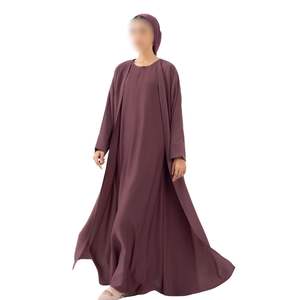 Abaya à coupe évasée en tissu plum pour femmes, robe modeste musulmane, style Dubaï, kaftan islamique, jalabiya, ourlet large, robe de soirée - Product Image 1