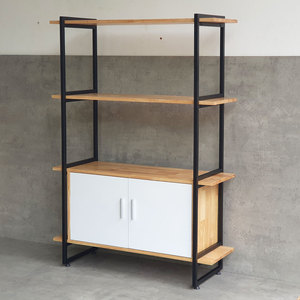 ชั้นวางของตกแต่งพร้อมตู้ไม้ยางพาราแท้และโครงเหล็ก ขนาด 100x30x140 ซม. รุ่น KS68173 - Product Image 3