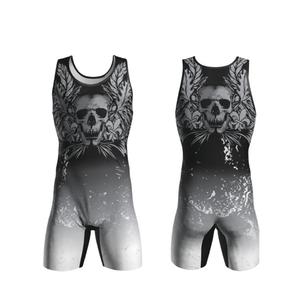 ชุดนักมวยปล้ำแบบยืดได้สำหรับผู้ชาย พิมพ์ลายด้วยความร้อน ชุดนักมวยปล้ำระดับนานาชาติ พร้อมโลโก้ด้านหน้า ผ้าสแปนเด็กซ์/โพลีเอสเตอร์ 200gsm - Product Image 4