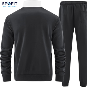 Winter Men's Casual Ripped Tracksuits Warm Fashion Sets Streetwear Customized Color Solid 100% Cotton Hoodie Sets - Product Image 6