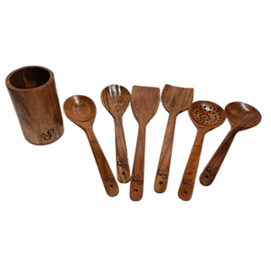 ช้อนไม้ธรรมชาติคุณภาพสูงเครื่องใช้ในครัวสำหรับทำอาหารในครัวเรือนพ่อครัวมืออาชีพใช้ในชีวิตประจำวัน - Product Image 5