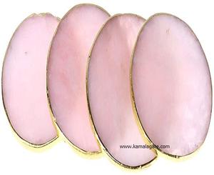 Elegante posavasos de mesa de cristal de cuarzo rosa chapado en oro hecho a mano decoración de piedra de ágata Natural para bodas Material de piedras preciosas curativas - Product Image 5