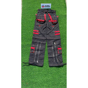 Pantalon convertible à bretelles noires et rouges, style punk rock gothique, 100% coton, pantalon gothique unisexe, 2026 - Product Image 2