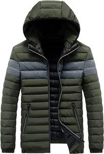Premium Quality Men's Puffer Hooded <b>Heated</b> Bomber <b>Jacket</b> Lightweight Waterproof Denim Fabric Vintage Style Winter Stand Front - Product Image 2