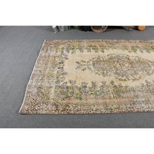 Alfombra turca Vintage Beige Marrón 5,8X9,4 FT Tejido plano de lana con patrón de retazos para decoraciones de sala de estar - Product Image 3