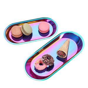 Plateau à feuilles en aluminium argenté de haute qualité fait à la main élégant plateau de service en métal pour la décoration de table - Product Image 2