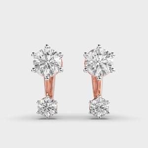 IGI Certified Lab Grown Diamond <b>Drop</b> Stud Earrings 18K Rose / Yellow / White Gold Round Brilliant Diamond Designer Earrings - Product Image 6