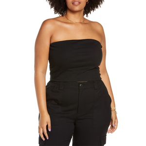 Top a Tubo in Cotone Organico Nero a Costine, Taglia 1X, Traspirante, Lavorato a Maglia, con Logo Personalizzato, Stile Casual - Product Image 4