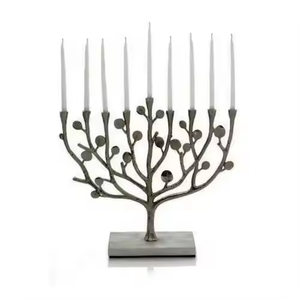 Menorah ขาตั้งเทียนเก้าสาขาดีไซน์โลหะตกแต่งสูงนิกเกิลเงางามการออกแบบโดยการตกแต่ง impex - Product Image 4