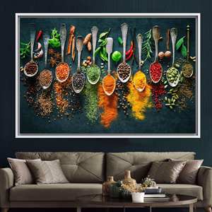 Impresión en Lienzo: Cocina de Especias, Comida India, Impresión en Vidrio, Lienzo Enmarcado en Blanco - Product Image 1