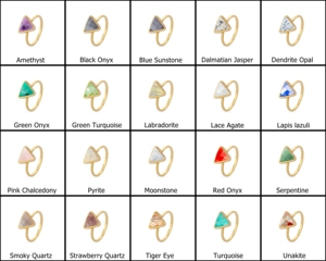 Pierre de lune arc-en-ciel 10mm bague en forme de triangle en argent sterling 925 avec lunette en or vermeil ensemble bijoux de mode bague en cristal - Product Image 6