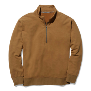 <b>Men's</b> Brown Quarter <b>Zip</b> Fleece Pullover <b>Sweatshirt</b> Regular Fit Stand Collar Long Sleeve Solid Color Autumn Wear - Product Image 1