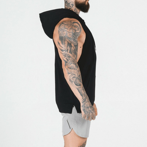 Sweat à capuche sans manches pour homme en coton 100% pour l'entraînement et la musculation, 2 pièces surdimensionnées - Product Image 6