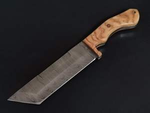 Cuchillo Tanto de Caza de Acero de Damasco Hecho a Mano de Primera Calidad, Mango de Madera Cómodo, Cuchillo Skinner S54 ZACSM OEM - Product Image 5