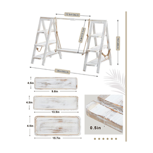 Wholesale Natural Acacia <b>Wood</b> 3 Tier Serving Tray Serving <b>Ladder</b> Stand with Serving Platter Tray Nice Price From Vietnam - Product Image 4