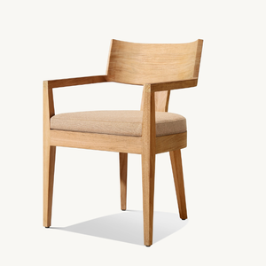 Chaise simple en teck de style moderne, adaptée à une utilisation en extérieur, équipée de mousse souple et d'accoudoirs - Product Image 3