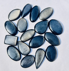 Piedra preciosa de obsidiana con brillo de plata Natural A + CALIDAD potente piedra protectora creativa cabujón joyería mezcla forma artesanía piedra, - Product Image 1