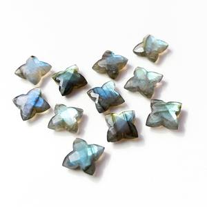 พลอยแกะสลักรูปดอกไม้ลาบราดอไรต์ธรรมชาติขนาด12มม. - Product Image 5