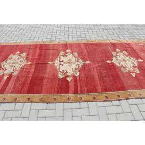 Tapis turc 5,3 x 11,9 pieds, grand tapis vintage, tapis en laine rouge ombré - Product Image 3
