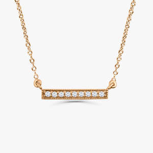 Collar de barra de diamante para mujer, colgante de oro sólido amarillo de 14k con ajuste de Micro pavé, collar de uso diario de último diseño bonito para mujer - Product Image 2