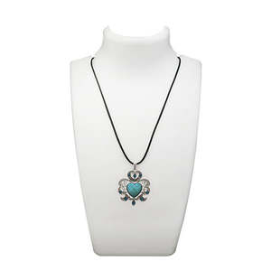 Urthn Blue Turquoise Stone Chapado en plata con bohemio Lover y número para fiesta - Product Image 1