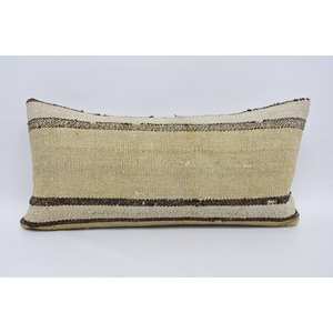 Premium Beige Kantha Patchwork Wool Pillow 12x24 Inch Luxury <b>Vintage</b> Woven Pattern Portable <b>Bedding</b> Fluffy Ring Square Features - Product Image 1