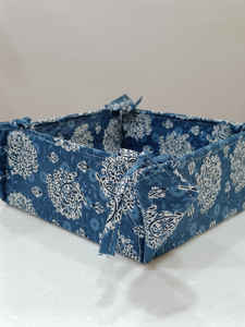 Meilleure vente Sanvi K artisanat Indigo Paisley sérigraphié Durable et lavable 100% coton carré panier à pain 25cm X 25cm - Product Image 4