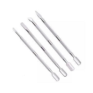 Empujadores de cutículas de acero inoxidable de doble punta profesional, herramienta de cuidado de uñas para limpieza, uso de salón con logotipo personalizado - Product Image 1