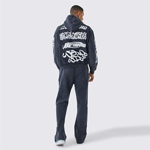 Ropa deportiva de invierno de talla grande de alta calidad para hombre, chándal de lana transpirable, conjuntos de Jogger de manga raglán, chándal con logotipo impreso - Product Image 3