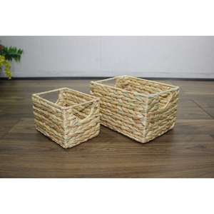 Bandejas de Almacenamiento Rectangulares Tejidas a Mano con Jacinto de Agua, con Asas, para Sala de Estar, Baño, Almacenamiento de Bebidas - Product Image 3