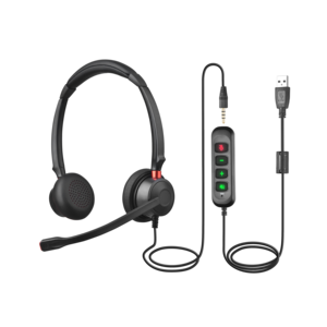 Cuffie per Call Center Talkvioce 660D con Microfono, Connessione USB e Jack da 3,5mm per Computer e Telefono - Product Image 1