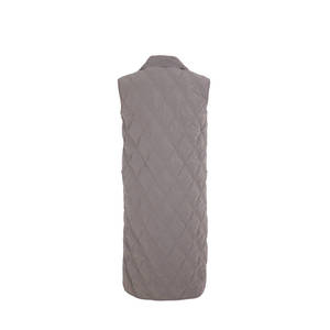 Women's Anthracite Snap-Button <b>Quilted</b> <b>Waistcoat</b> Outerwear 100% Polyester for Spring and Autumn - Product Image 3