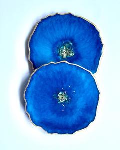 ชุดแผ่นรองแก้วหินชนวนทรงกลมชุดถาดรองแก้วเรซินสำหรับตกแต่งบ้านวัสดุไม้สำหรับงานฝีมือและของขวัญ - Product Image 1