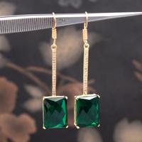 Boucles d'oreilles pendantes en quartz émeraude vert, plaquées or, argent sterling 925, coupe émeraude, cadeau chrétien, femme, mariage, fête